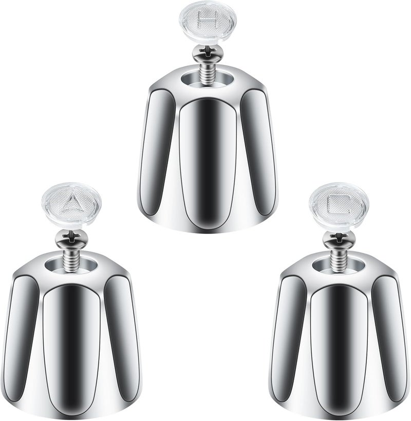 Coolfell Metal 3 Piece Shower Knob Replacement, Compatible with Price Pfister Shower Verve and tub/Shower Faucet Handle, Shower Knob for 12 tooth 9.5mm valve stem, Height 2.35 in Width 2.35 in (Chrome) - Image 1
